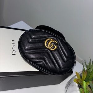 Gucci Black and Gold Quilted Mini Bag